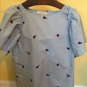 Loft blouse with red roses